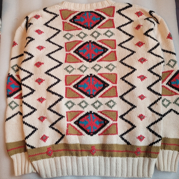 Vintage Navajo Pattern Men's Cotton Crew Neck Sweater Medium - Picture 5 of 11